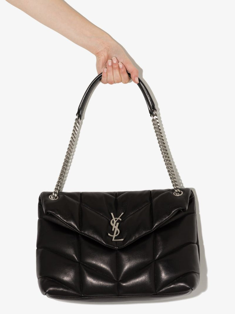 Black Puffer Medium Leather Shoulder Bag