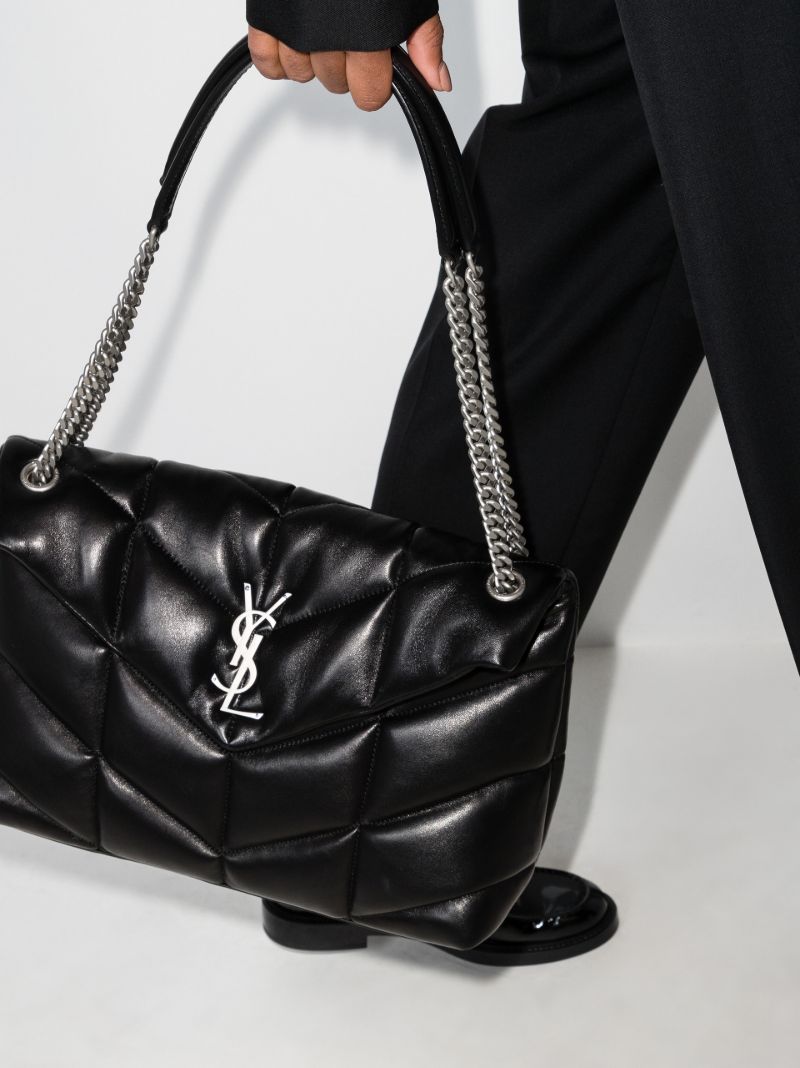 Black Puffer Medium Leather Shoulder Bag