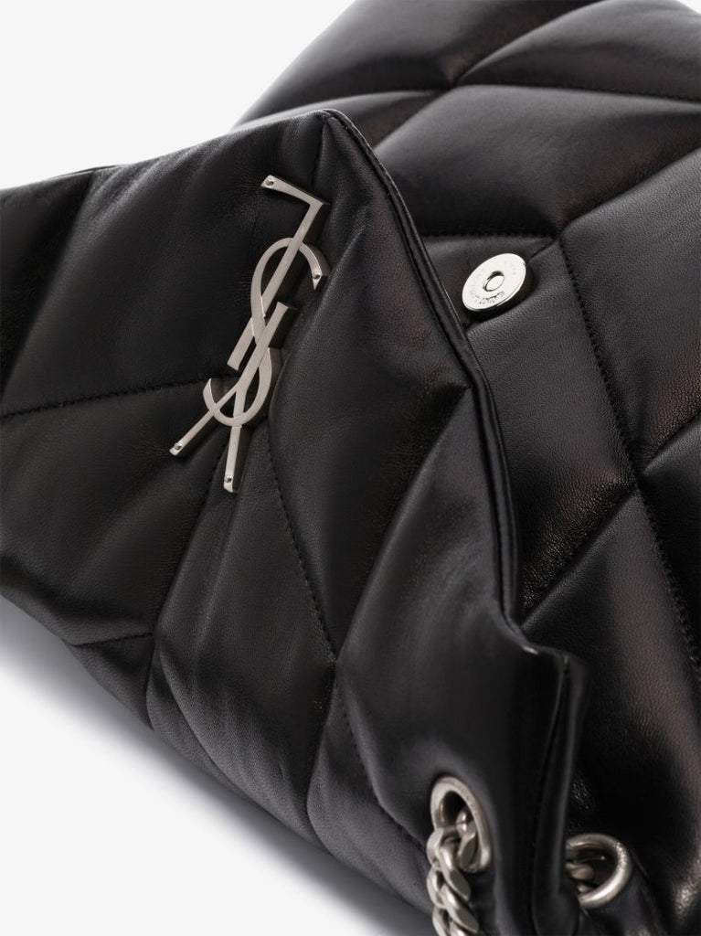 Black Puffer Medium Leather Shoulder Bag
