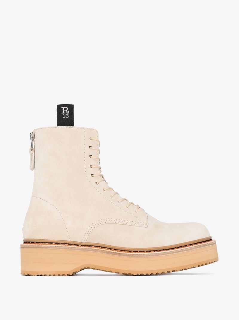 Beige 40 Platform Suede Boots