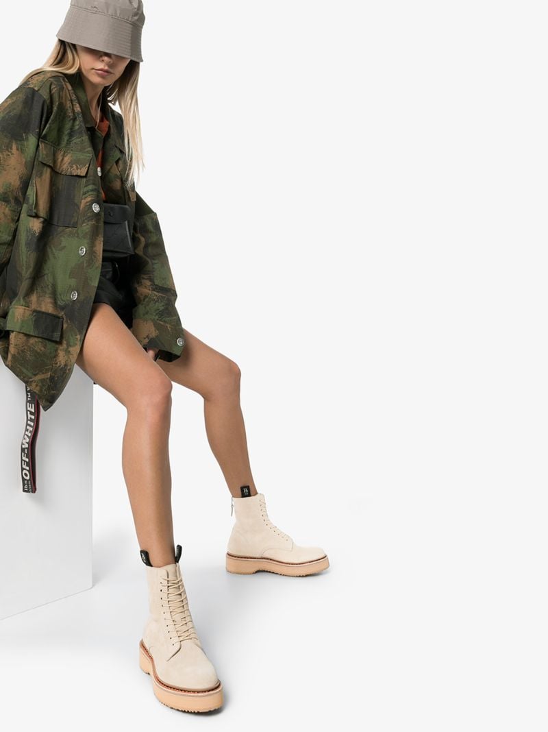 Beige 40 Platform Suede Boots