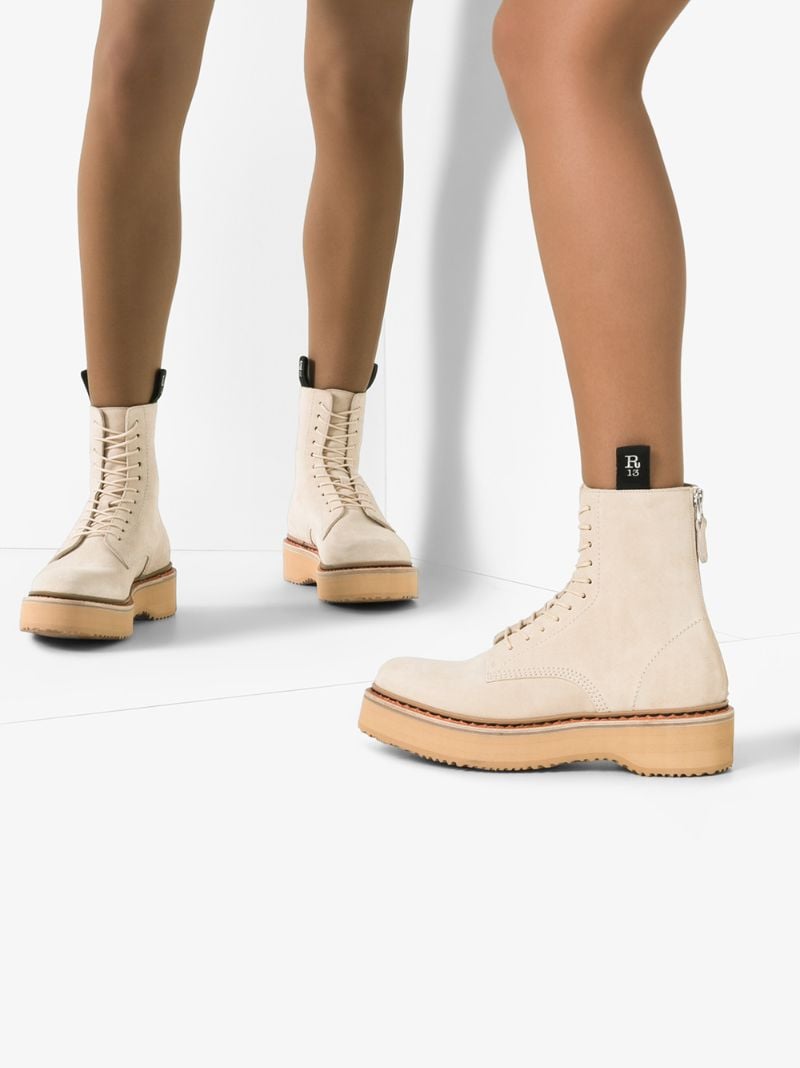 Beige 40 Platform Suede Boots