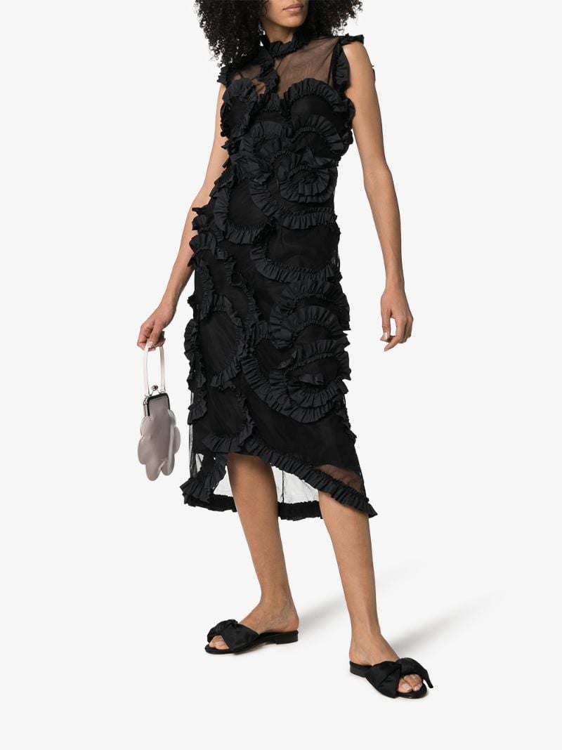 4 Moncler Simone Rocha Ruffled Sheer Silk Midi Dress