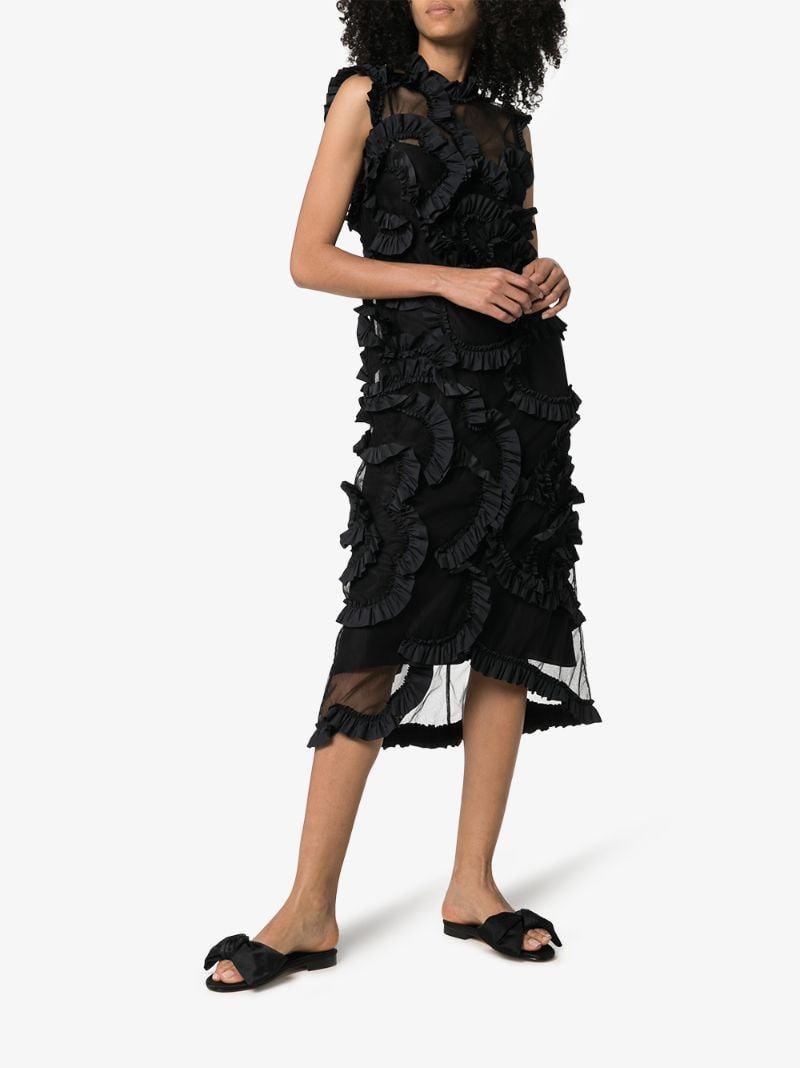 4 Moncler Simone Rocha Ruffled Sheer Silk Midi Dress