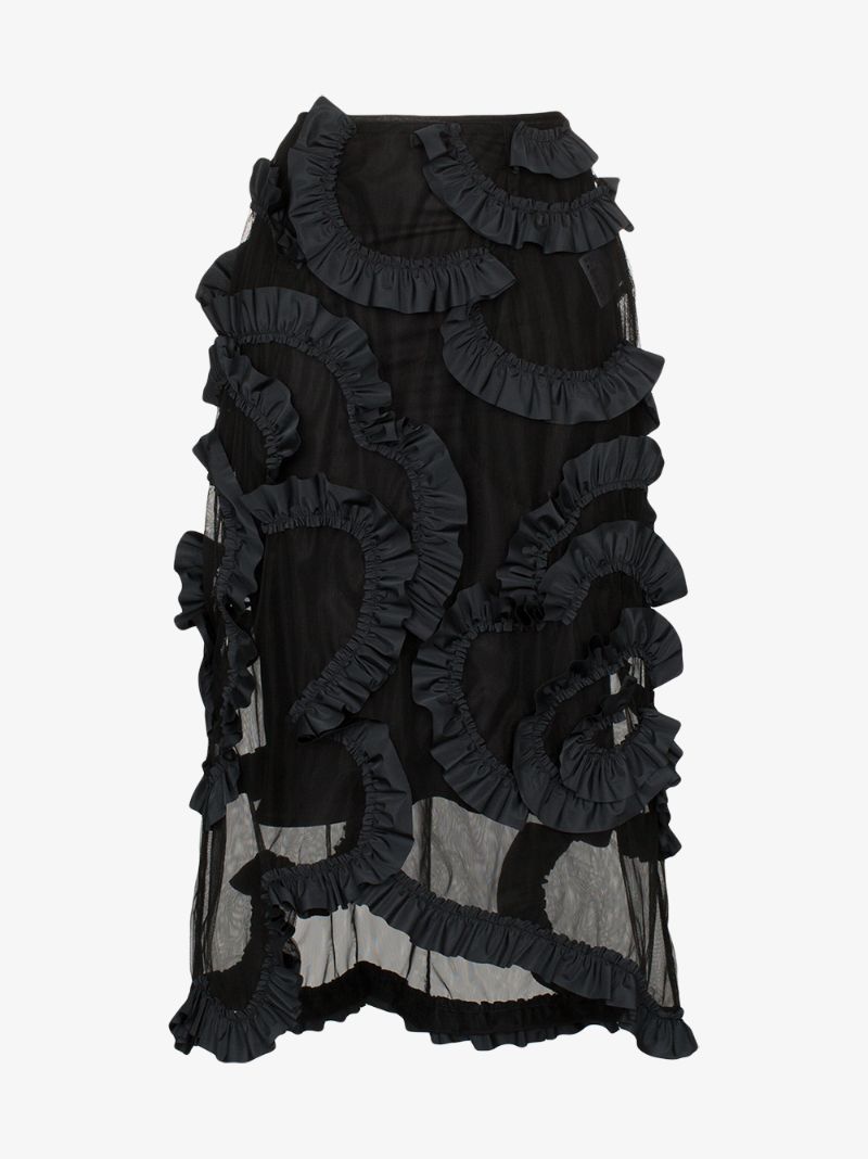 4 Moncler Simone Rocha Ruffled Silk Midi Skirt