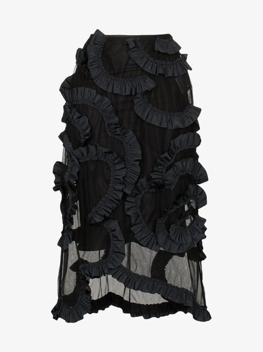 4 Moncler Simone Rocha Ruffled Silk Midi Skirt