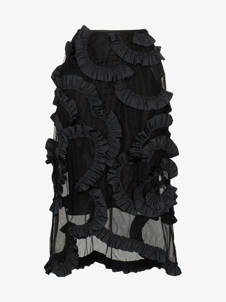4 Moncler Simone Rocha Ruffled Silk Midi Skirt