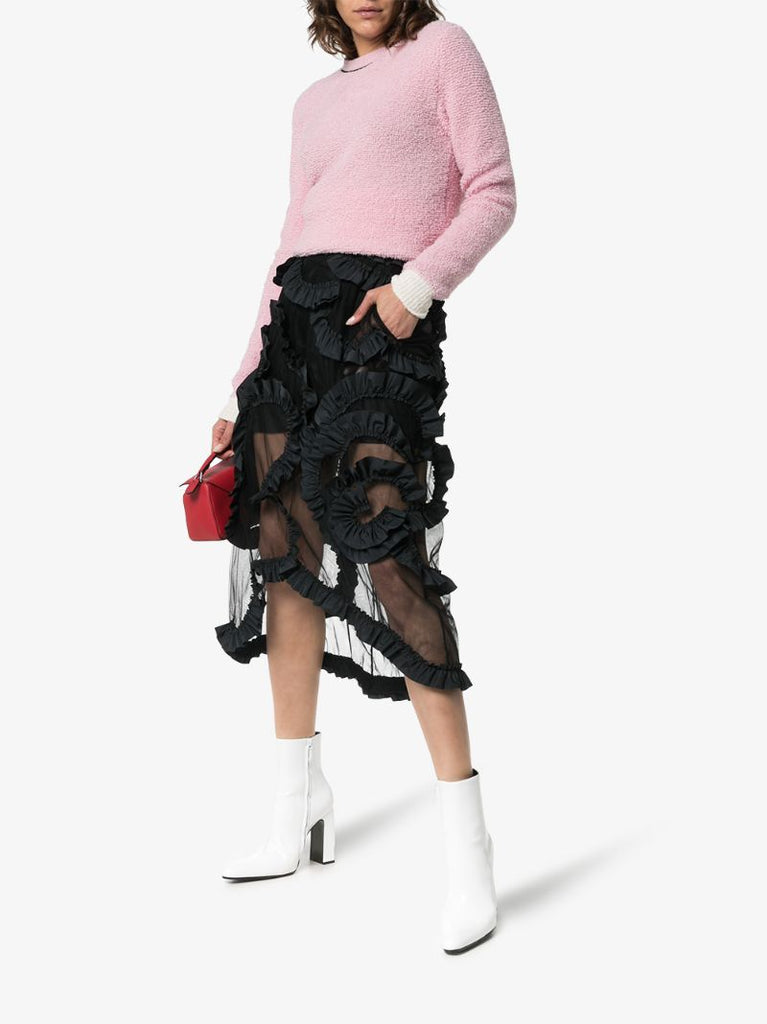 4 Moncler Simone Rocha Ruffled Silk Midi Skirt