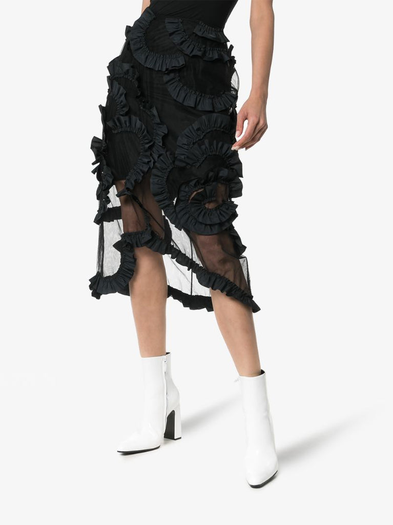 4 Moncler Simone Rocha Ruffled Silk Midi Skirt