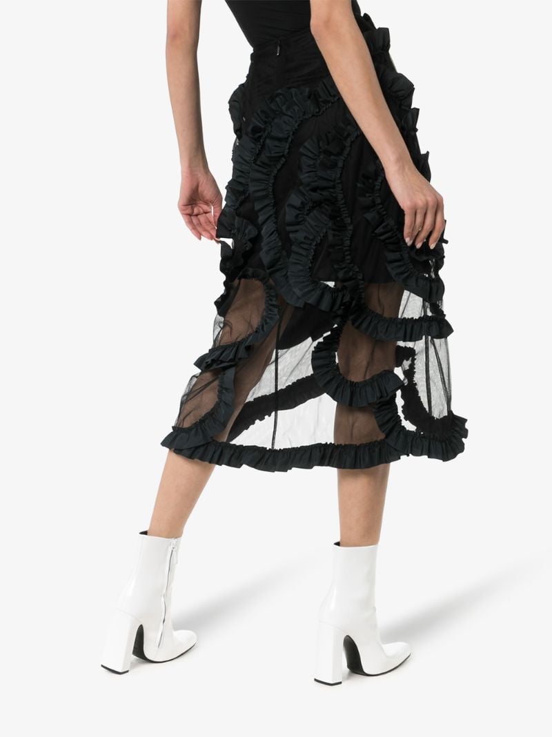 4 Moncler Simone Rocha Ruffled Silk Midi Skirt