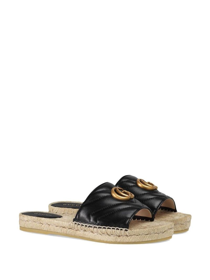 Black Pilar Raffia and Leather Sandals