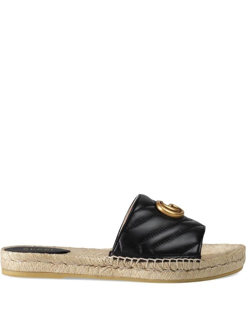 Black Pilar Raffia and Leather Sandals