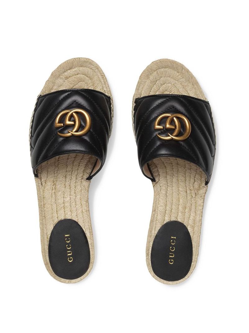 Black Pilar Raffia and Leather Sandals