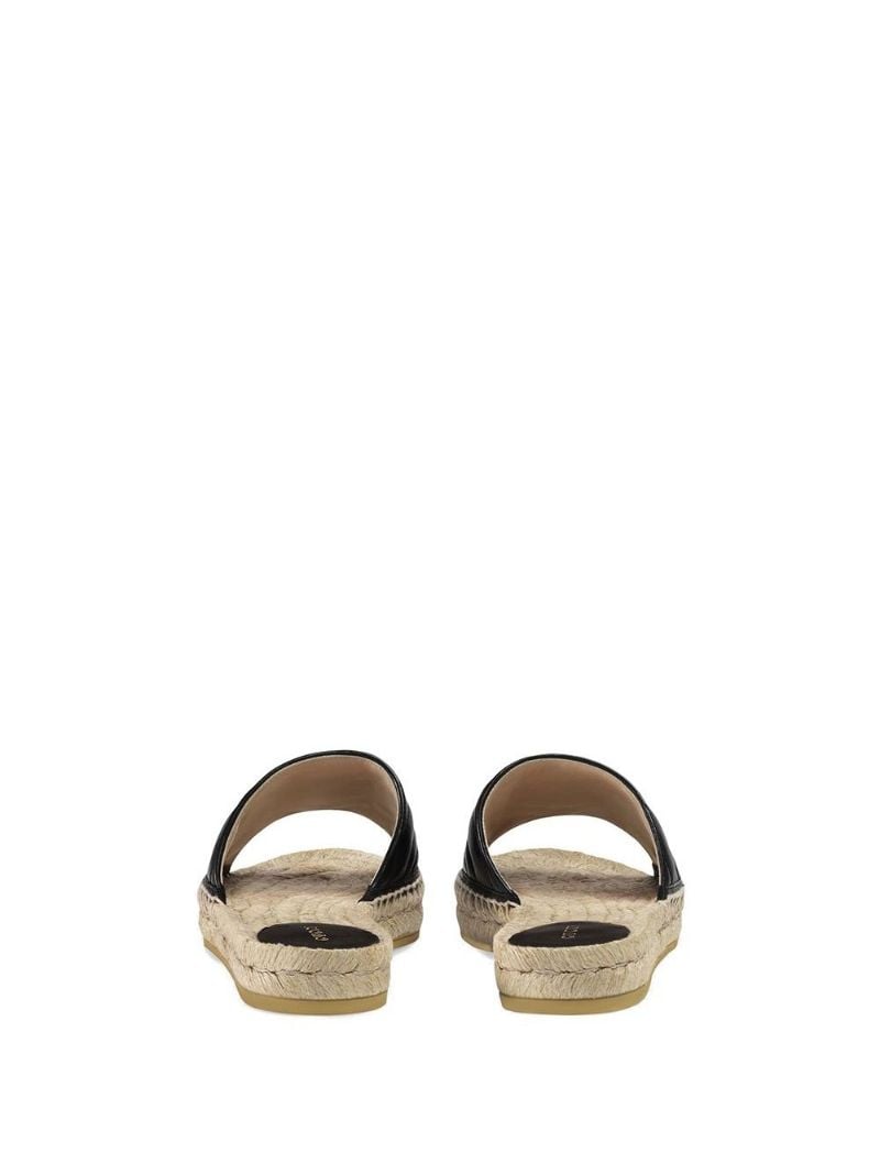 Black Pilar Raffia and Leather Sandals