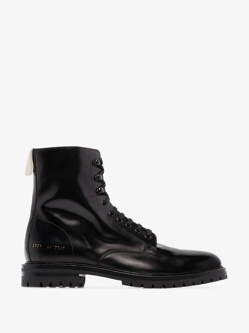 Black Leather Combat Boots