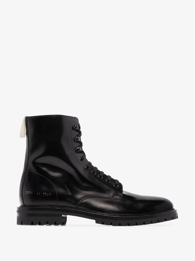 Black Leather Combat Boots