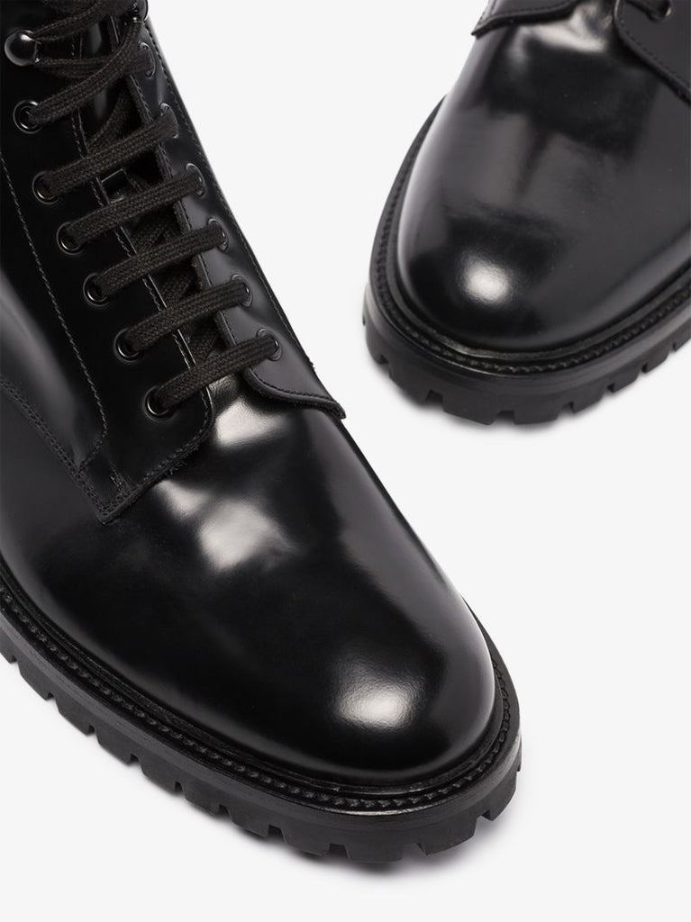 Black Leather Combat Boots