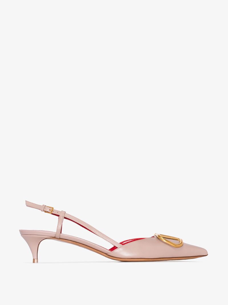 Nude Garavani 40 Logo Patent Leather Pumps