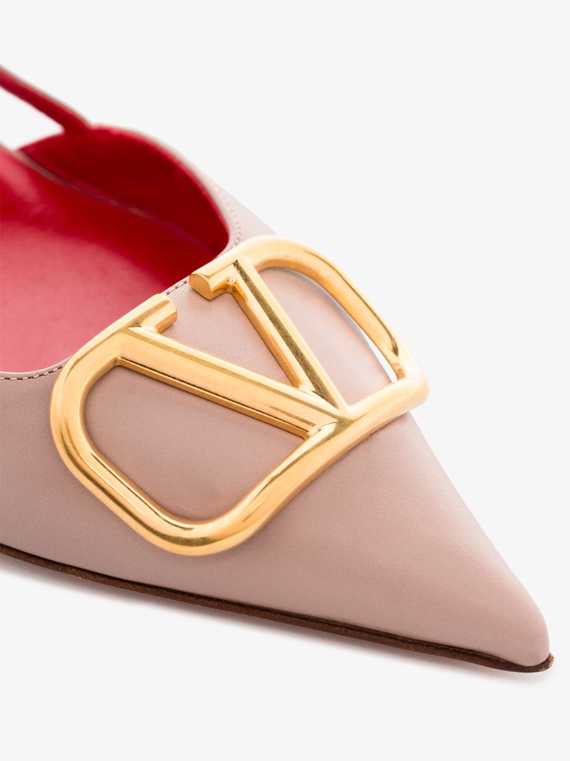 Nude Garavani 40 Logo Patent Leather Pumps