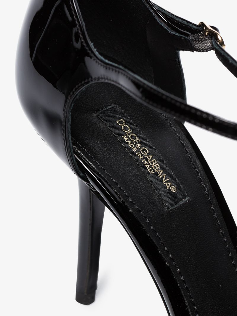Black 105 T-bar Leather Pumps