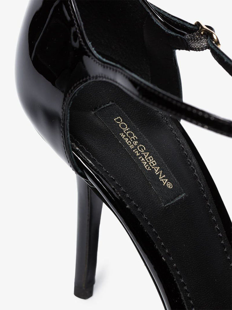 Black 105 T-bar Leather Pumps