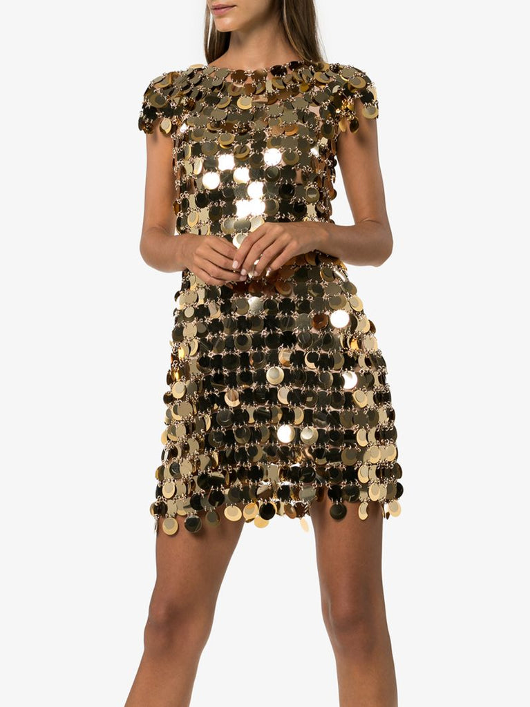 Metallic Disc Mini Dress