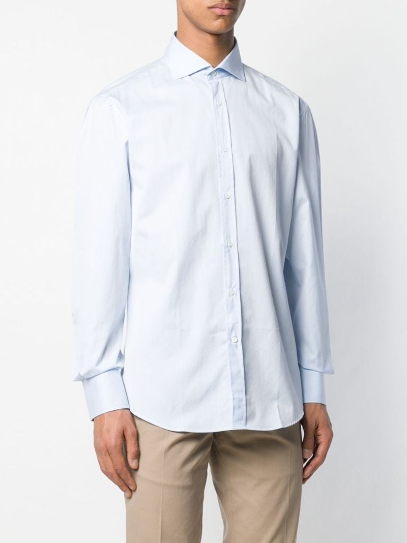 Blue Spread Collar Cotton Shirt