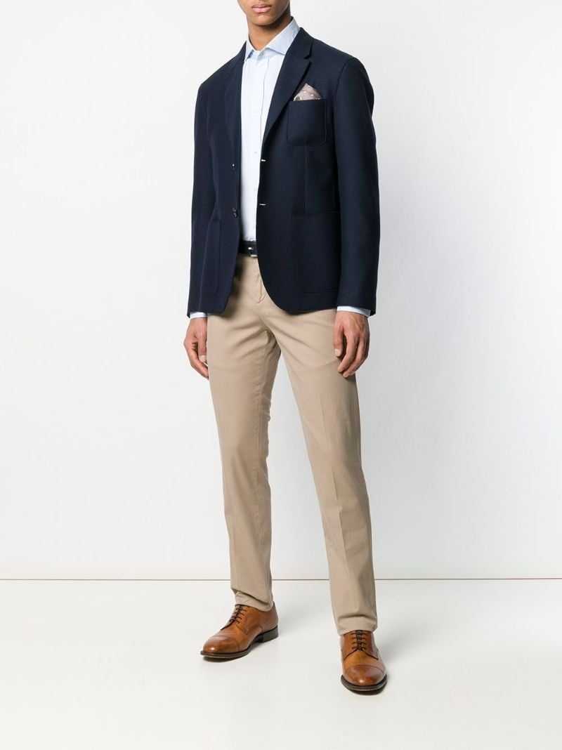 Blue Spread Collar Cotton Shirt