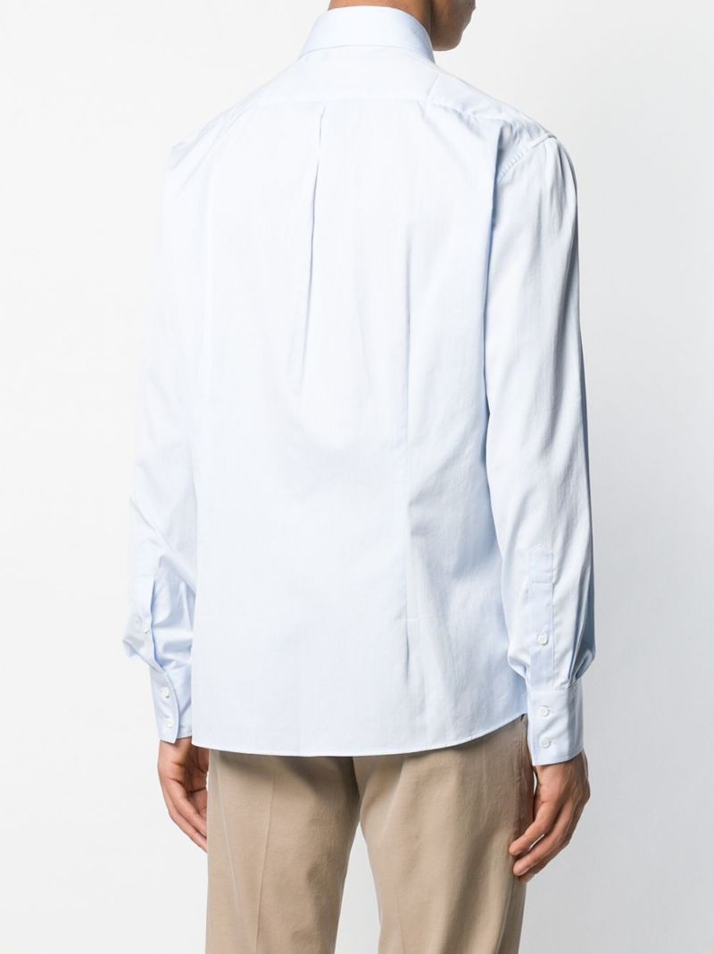 Blue Spread Collar Cotton Shirt