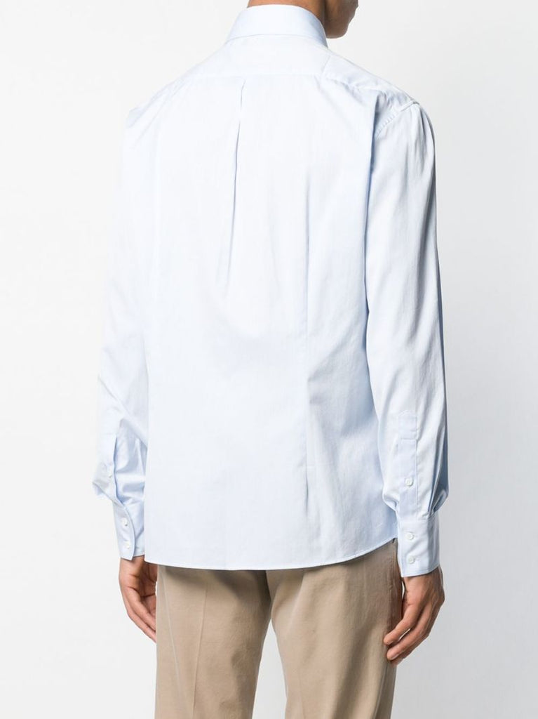 Blue Spread Collar Cotton Shirt