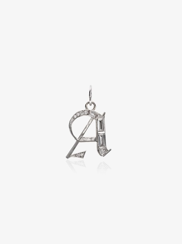 18k White Gold a Initial Diamond Charm