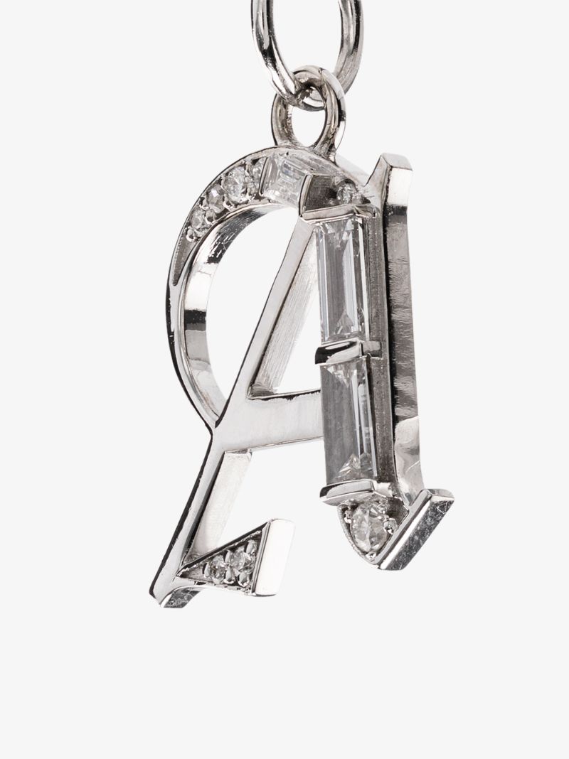 18k White Gold a Initial Diamond Charm