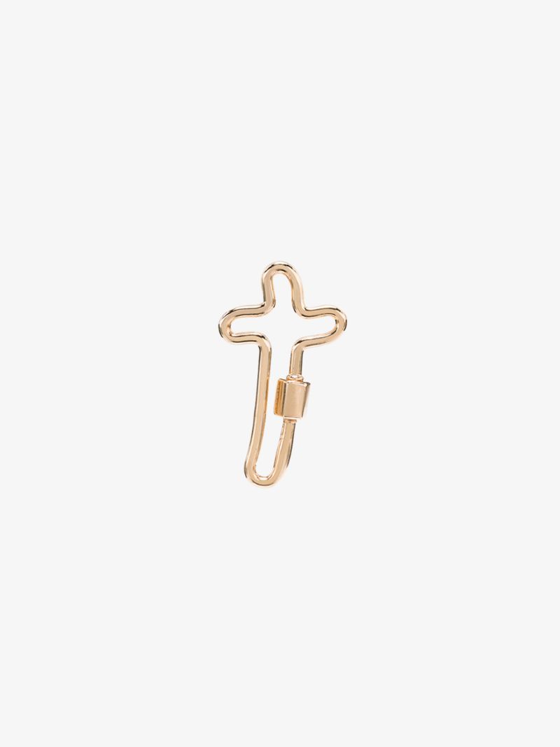14k Yellow Gold Cross Lock Charm