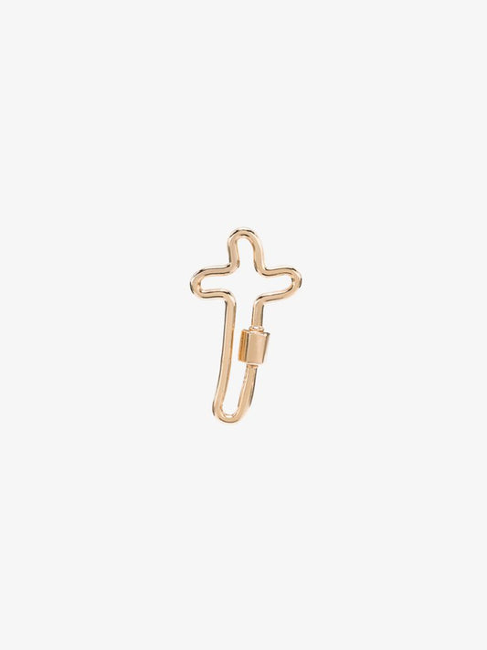14k Yellow Gold Cross Lock Charm