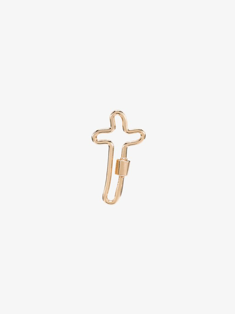 14k Yellow Gold Cross Lock Charm