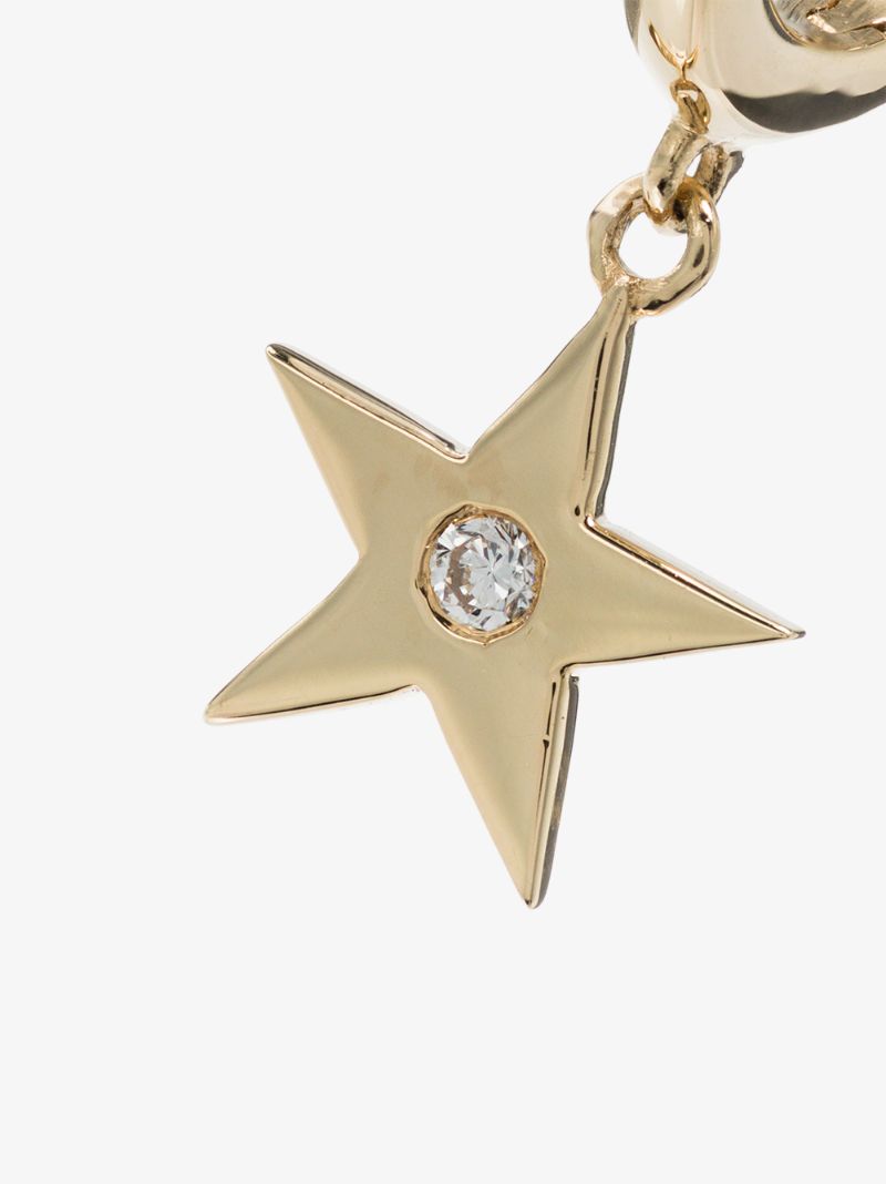 18k Gold Star Diamond Hoop Earring