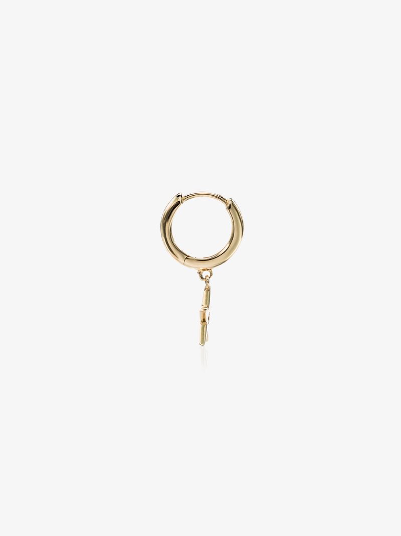 18k Gold Star Diamond Hoop Earring