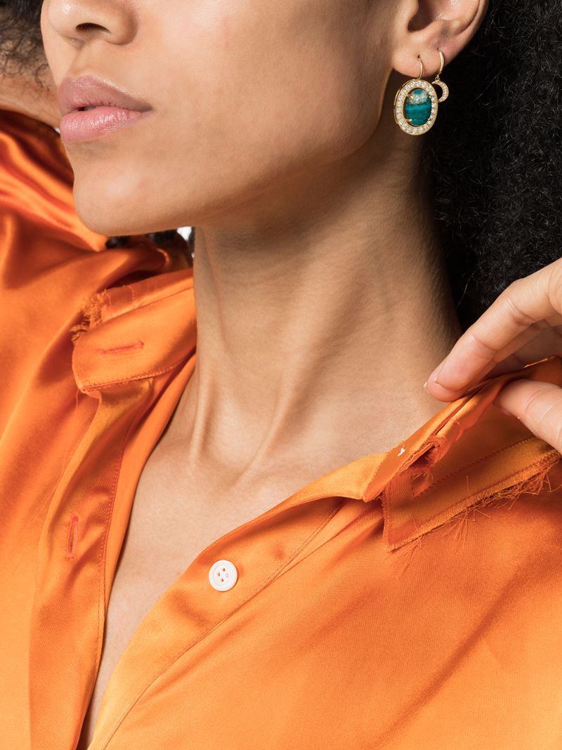 18k Yellow Gold Opal and Diamond Earrings