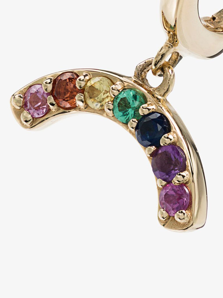 18k Gold Rainbow Sapphire Hoop Earring