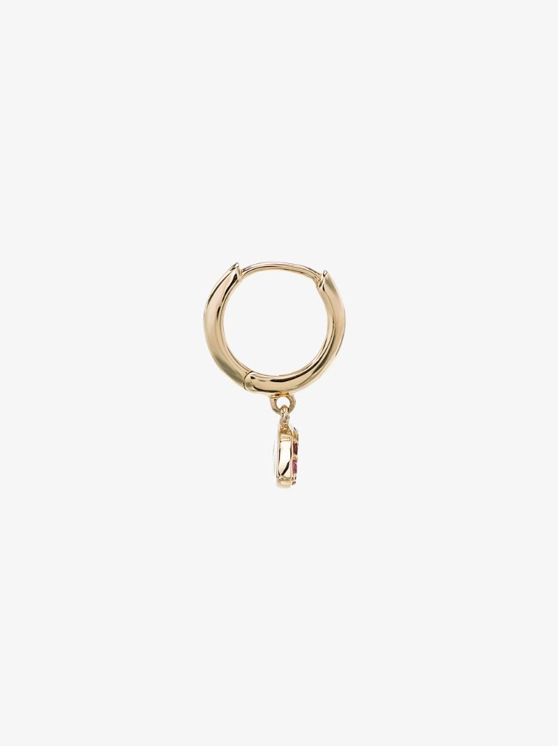 18k Gold Rainbow Sapphire Hoop Earring