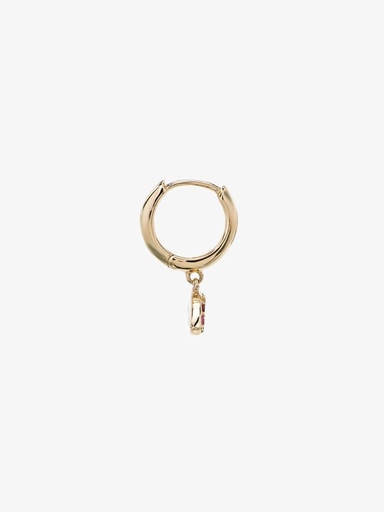18k Gold Rainbow Sapphire Hoop Earring