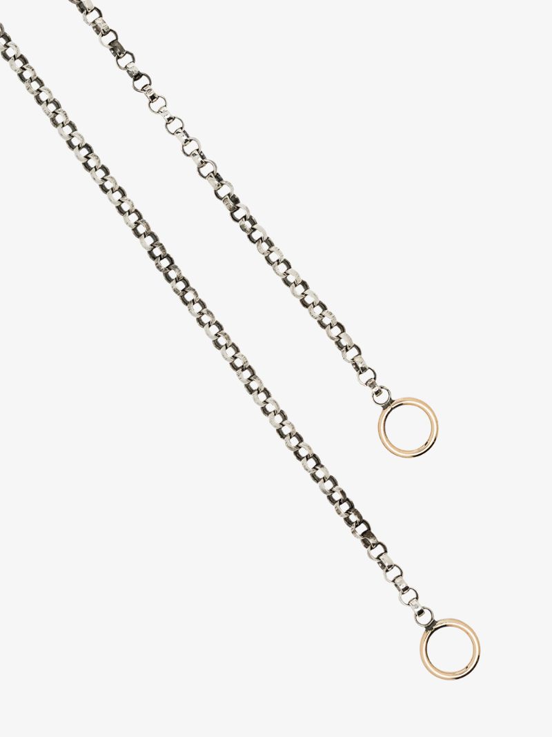 Sterling Silver and 14k Yellow Gold Rolo Chain 16 Inch Necklace