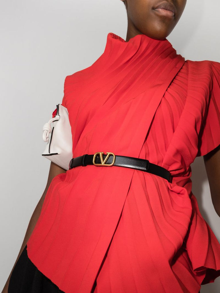 Black Vlogo Signature Reversible Leather Belt