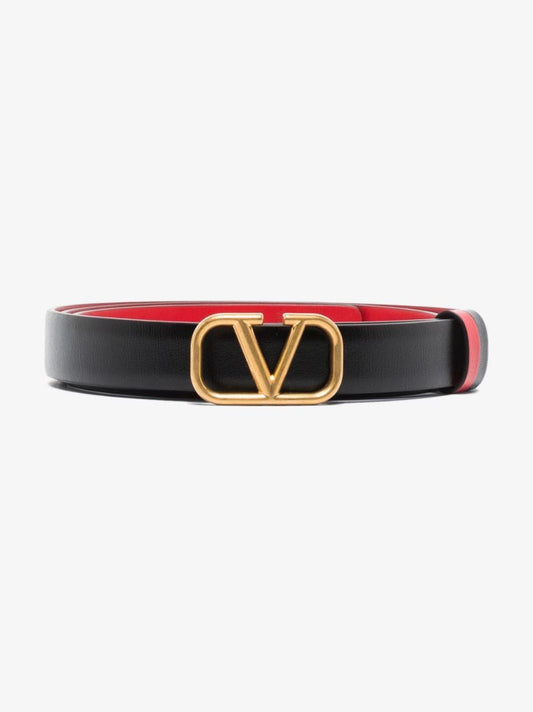 Black Vlogo Signature Reversible Leather Belt