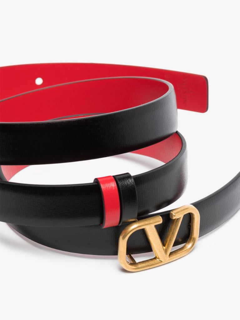 Black Vlogo Signature Reversible Leather Belt