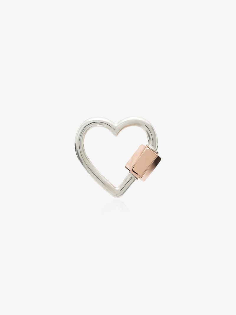 Sterling Silver and 14k Rose Gold Regular Heart Lock Charm