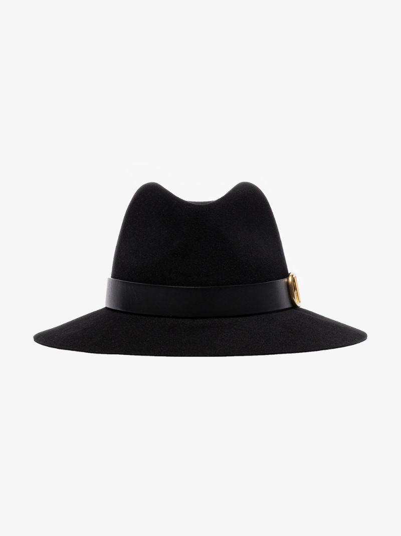 Black V-ring Fedora Hat