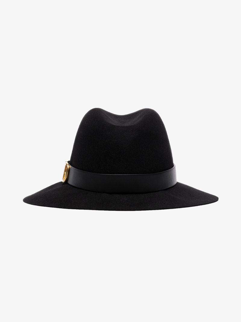 Black V-ring Fedora Hat