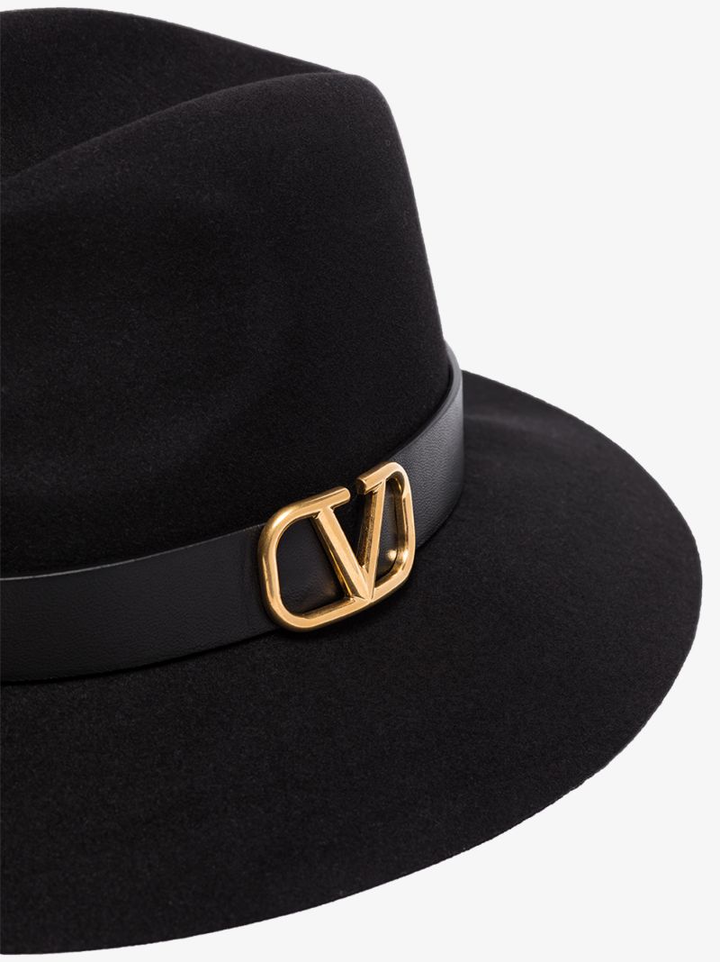 Black V-ring Fedora Hat