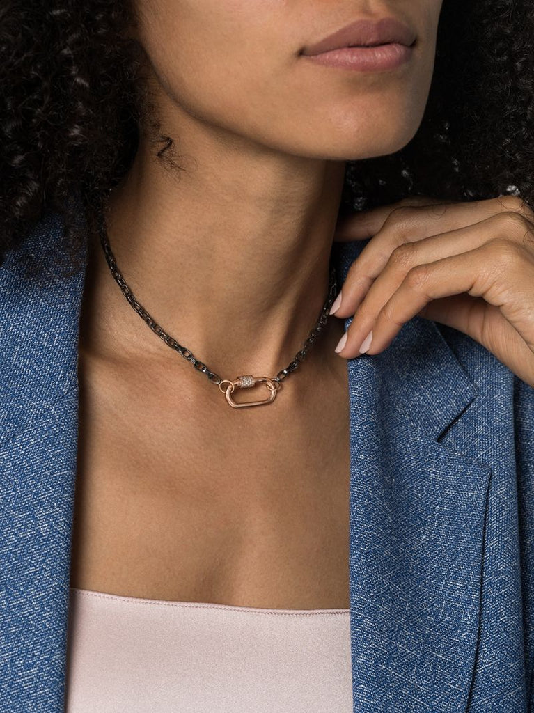 14k Rose Gold Stoned Regular Diamond Lock Charm